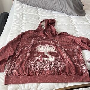 SHEIN Curve Maroon Graphic Hoodie